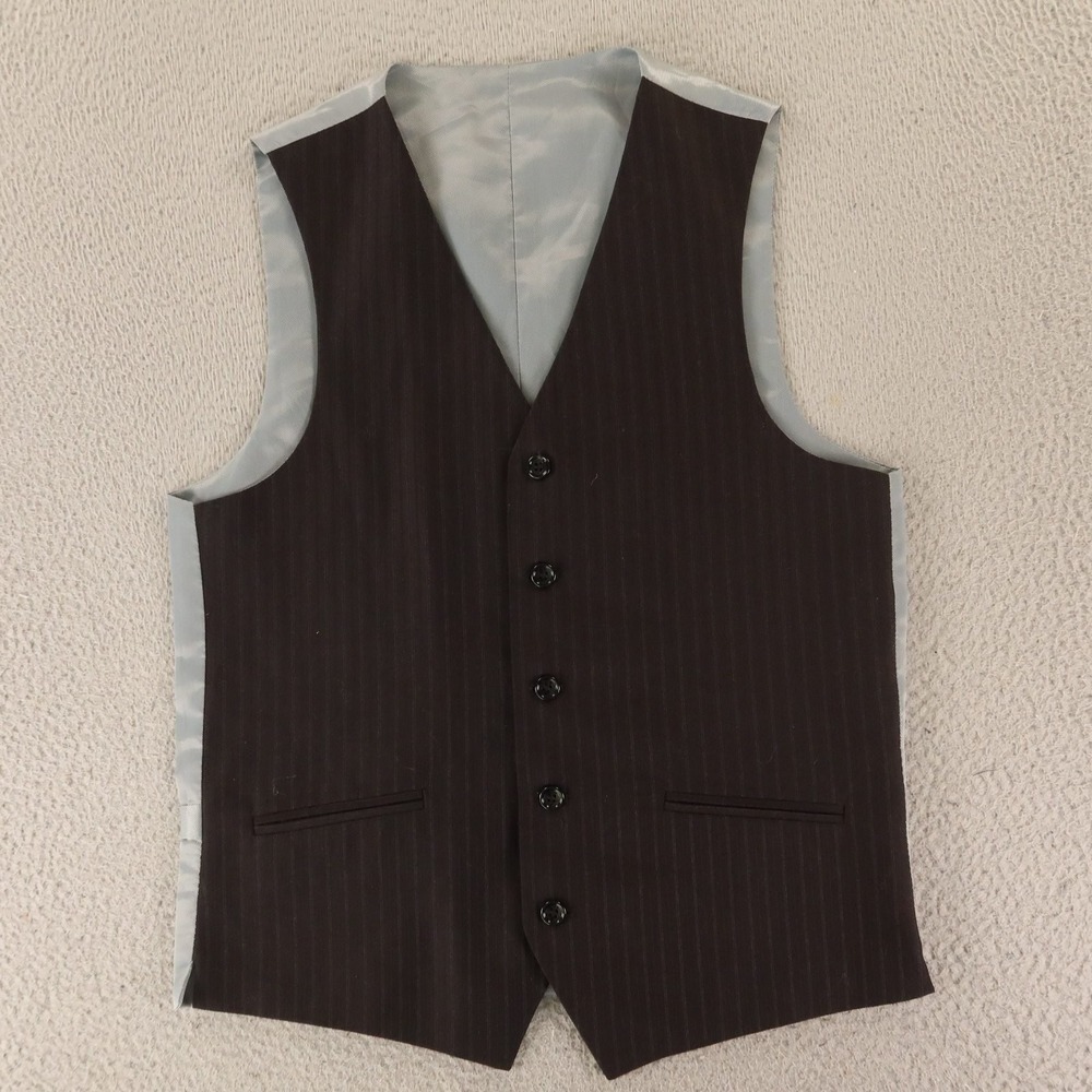 Mens Vest 36r Brown Pinstripe Waistcoat Pockets